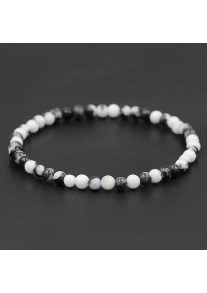 Zebra Taşı 4mm Doğal Taş Lapis Lazuli Boncuk Gerdirilebilir Bileklik Kaplan Gözü Yuvarlak Boncuklu Bilezik Takı Erkek Kadın Için (Yurt Dışından)
