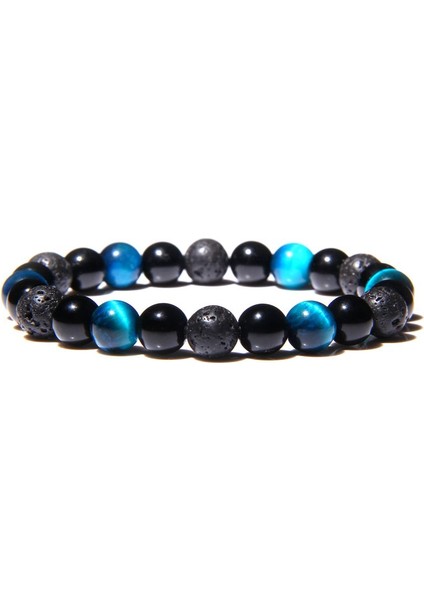 23CM Tarzı No.6 Boyutu Yeni Doğal Obsidyen Hematit Kaplan Gözü Boncuklu Bilezik Erkekler Için Manyetik Sağlık Koruma Kadınlar Ruh Takı Pulsera Hombre (Yurt Dışından)