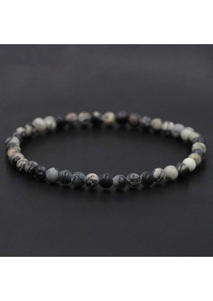 Siyah Ağ 4mm Doğal Taş Lapis Lazuli Boncuk Gerdirilebilir Bileklik Kaplan Gözü Yuvarlak Boncuklu Bilezik Takı Erkek Kadın Için (Yurt Dışından)