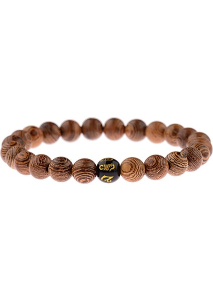ABJ036-4 Oıqueı 8mm Doğal Yuvarlak Silindir Ahşap Boncuk Bilezik Erkek Klasik Esnek Budist Dua Buddha Bileziği Hommes Bileklik Bijoux (Yurt Dışından)
