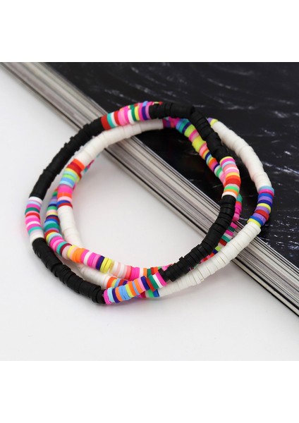 B569 Örneğin Kadın Bilezikler Moda Kombinasyon Renk Polimer Kil Bilek Takı Boho Bilezik En Iyi Arkadaş Hediye Çift Bilezik (Yurt Dışından)