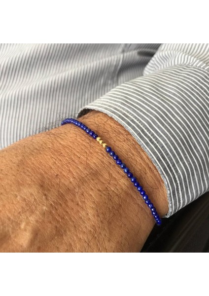 ALTIN---001 Erkekler Için Lapis Bilezik Lapis Lazuli Boncuklu Bilezik Altın Hematit Erkek Bilekliği Mavi Taş Bileklik Hematit Bilezik (Yurt Dışından)