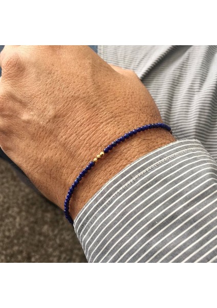 ALTIN---001 Erkekler Için Lapis Bilezik Lapis Lazuli Boncuklu Bilezik Altın Hematit Erkek Bilekliği Mavi Taş Bileklik Hematit Bilezik (Yurt Dışından)