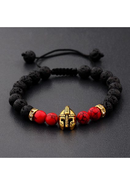 No.7 Boyutu Roma Şövalye Spartan Savaşçı Gladiator Kask Bilezik Erkek Taş Boncuk Bilezik Mala Yoga Elastik Bilezik (Yurt Dışından) fiyatları