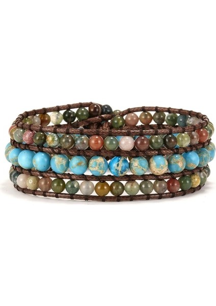 BR18Y0556 Kadınlar Için Çoklu Ayarlanabilir Örgü Halat Zincir Doğal Taş Boncuk Bilezik Moda Bohemya Takı Hediye (Yurt Dışından)