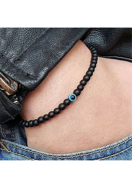6mm Mat El Kötü Türk Gözü Bileklik Siyah Doğal Taş Boncuk Obsidiyen Erkek Bilezik Kadınlar Için Yoga El Takı Aksesuarları (Yurt Dışından) fiyatları