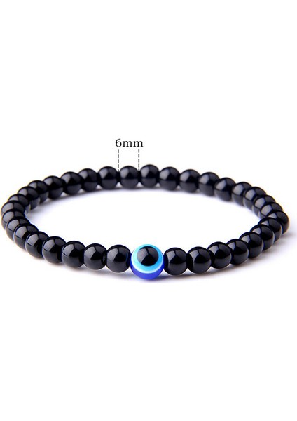 6mm Mat El Kötü Türk Gözü Bileklik Siyah Doğal Taş Boncuk Obsidiyen Erkek Bilezik Kadınlar Için Yoga El Takı Aksesuarları (Yurt Dışından) modelleri