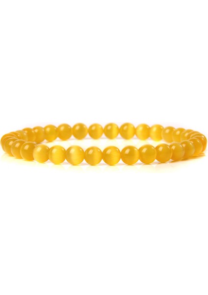 23CM Tarzı 15.kedi Gözü Sarı Kahverengi 6mm Doğal Taş Bileklik Kaplan Gözü Bilezikler Erkek ve Kadınlar Için Citrine Jades Zincir Boncuk Bilezikler Meditasyon Takı (Yurt Dışından)
