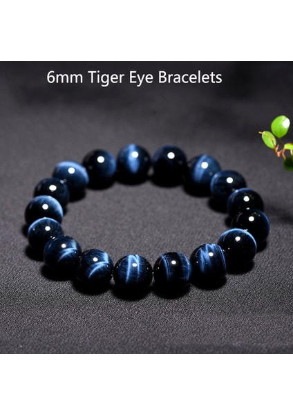 21CM Tarzı 6 mm Kraliyetmavi Kadınlar Için Moda Kraliyet Mavisi Kaplan Gözü Bileklikleri Erkekler Için Şimşek Kaplan Gözü Taş Boncuk Bilezikler Doğal Taş Bileklik Pulsera Hombre (Yurt Dışından)