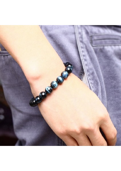 21CM Tarzı 6 mm Kraliyetmavi Kadınlar Için Moda Kraliyet Mavisi Kaplan Gözü Bileklikleri Erkekler Için Şimşek Kaplan Gözü Taş Boncuk Bilezikler Doğal Taş Bileklik Pulsera Hombre (Yurt Dışından)