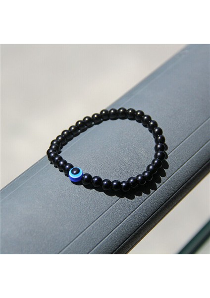 6mm Mat El Kötü Türk Gözü Bileklik Siyah Doğal Taş Boncuk Obsidiyen Erkek Bilezik Kadınlar Için Yoga El Takı Aksesuarları (Yurt Dışından) indirimleri