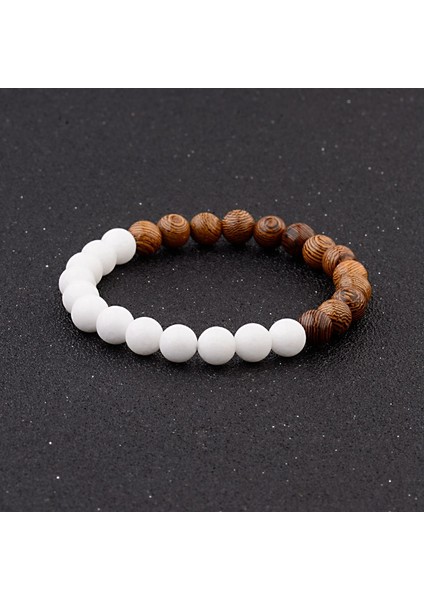 005-A1 8mm Yeni Doğal Ahşap Boncuk Bilezik Erkek Siyah Etnik Meditasyon Beyaz Bilezik Kadın Dua Takı Yoga Bilezik Homme (Yurt Dışından)