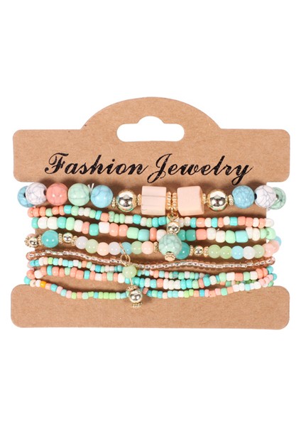 H21587 Kadınlar Için Hediye Boho Bilezik Pulseras Mujer 3 Katmanlı Kristal Taş Boncuklu Püsküllü Şanslı Bileklik (Yurt Dışından)