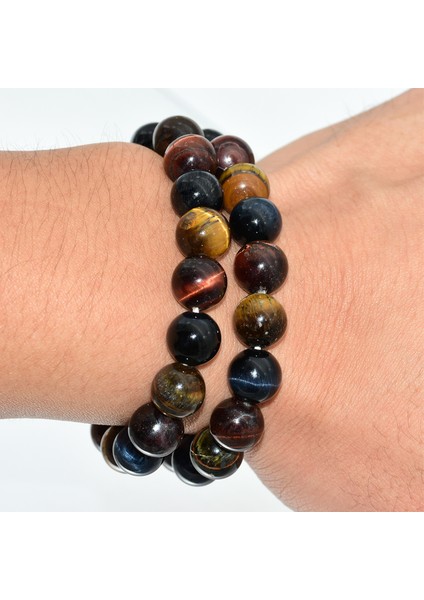 18CM Tarzı 6mm Napoln Sarı Mavi Kırmızı Kaplan Gözü Taş Bileklik Erkek Kadınlar Için Tiger Eye Taş Bilezik (Yurt Dışından)