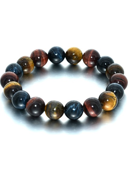 18CM Tarzı 6mm Napoln Sarı Mavi Kırmızı Kaplan Gözü Taş Bileklik Erkek Kadınlar Için Tiger Eye Taş Bilezik (Yurt Dışından)