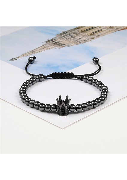 Gül Altın Taç Klasik El Yapımı Örgü Bilezik Taç Küp Lüks 5mm Bakır Boncuk Taş Boncuklu Şanslı Erkek Trend Bilezik Takı (Yurt Dışından) fiyatları