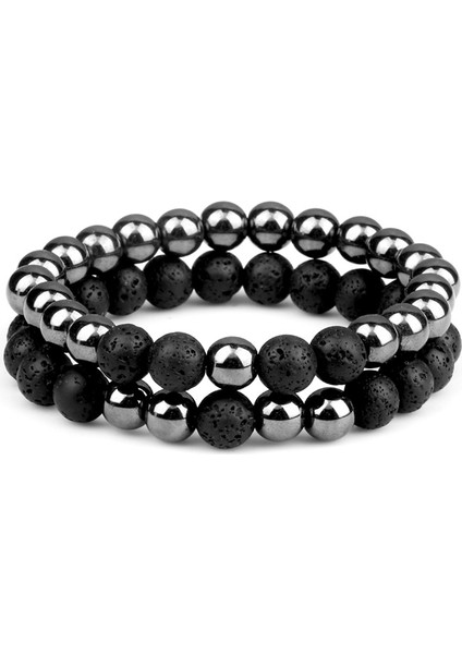 Stil 9 Moda Çiftler Boncuklu Bileklik 8mm Doğal Siyah Lava Taşı Hematit Mesafe Bilezikleri Kadın Erkek Takı En Iyi Arkadaş Hediye (Yurt Dışından) fiyatları