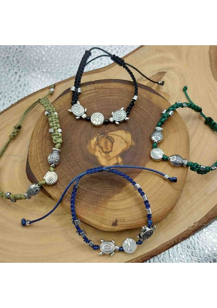 Metal Aparatlı Deri Ip Tasarım Handmade Bileklik