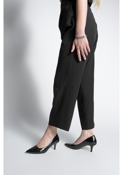 Kadın Stiletto Croco Desenli Topuklu Ayakkabı Olfin Siyah Croco fırsatları