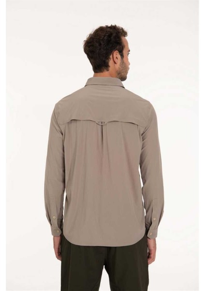 Gablin - Erkek Likralı Ter Emen - Hızlı Kuruyan Bej Outdoor Gömlek - 2ASGBL0303