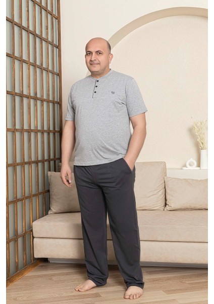 Erkek Geniş Kalıp Pamuk Kısa Kol Cepli Büyük Beden Pijama Takımı indirimleri