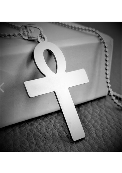 Voyageaccessory Paslanmaz Çelik Antik Mısır Nil Anahtarı Ankh Kolye / 70 cm Zincirli