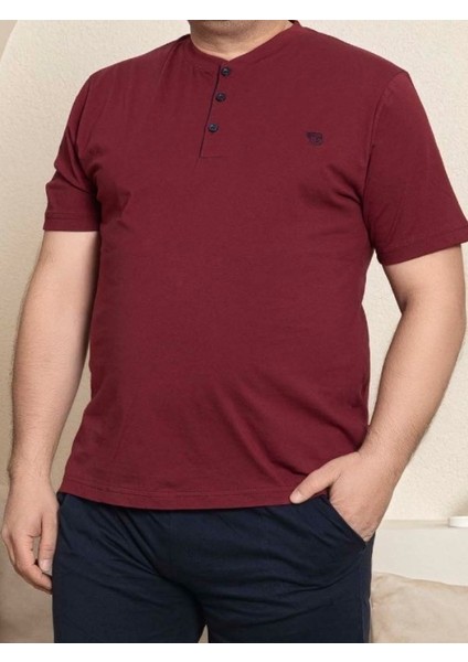Erkek Geniş Kalıp Pamuk Kısa Kol Cepli Büyük Beden Pijama Takımı modelleri