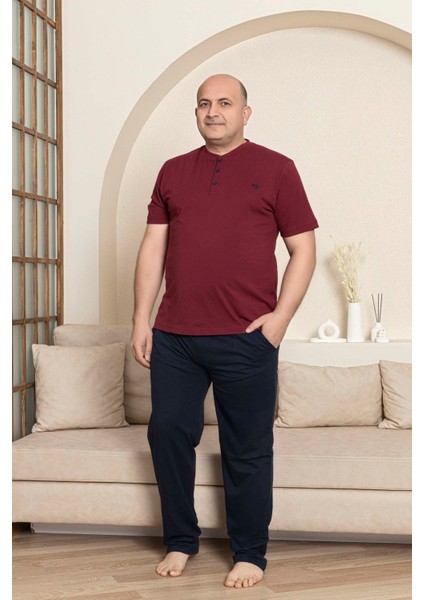 Erkek Geniş Kalıp Pamuk Kısa Kol Cepli Büyük Beden Pijama Takımı indirimleri