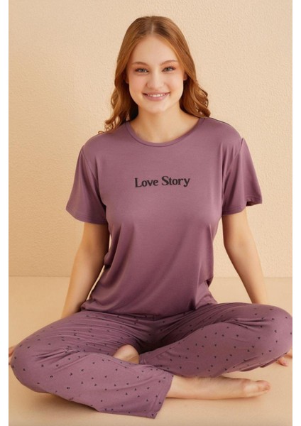 Kadın Kısa Kol Gri Pijama Takımı 50107-686