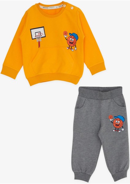 Erkek Bebek Eşofman Takımı Baskılı 9 Ay-3 Yaş, Sarı