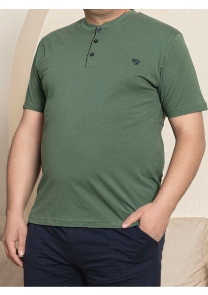 Erkek Geniş Kalıp Pamuk Kısa Kol Cepli Büyük Beden Pijama Takımı modelleri
