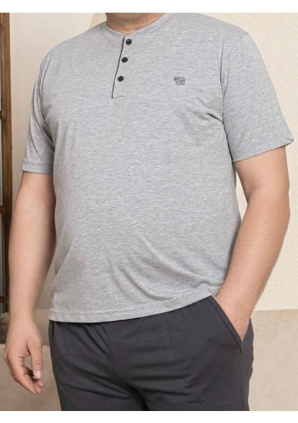 Erkek Geniş Kalıp Pamuk Kısa Kol Cepli Büyük Beden Pijama Takımı modelleri