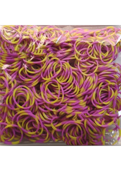 Mor-Sarı 600 Elastik Çift Renkli Kauçuk Bantlar Bileklikler Için Dıy Çocuklar Gökkuşağı Loom Bileklik Yapım Malzemeleri Kadınlar Takı Aksesuarları Için (Yurt Dışından)