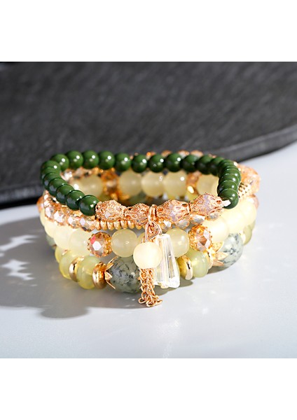 HXB055-8 Retro Tarzı Lot Bilezik Set Doğal Taş Boncuk Reçine Kolye Zincir Süsleme Pulseras Takı Kızlar Için Schmuck (Yurt Dışından) fiyatları