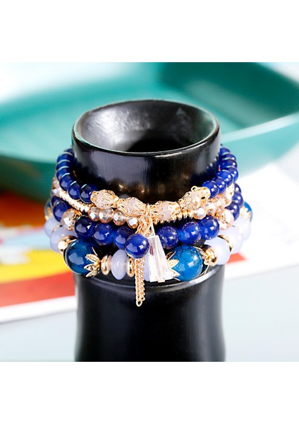 HXB055-8 Retro Tarzı Lot Bilezik Set Doğal Taş Boncuk Reçine Kolye Zincir Süsleme Pulseras Takı Kızlar Için Schmuck (Yurt Dışından) indirimleri