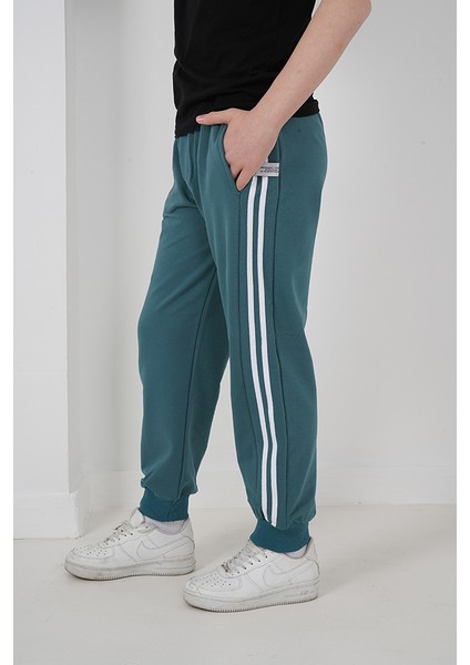 Erkek Çocuk Iki Iplik Kumaş Şeritli Petrol Mavisi Eşofman Altı modelleri