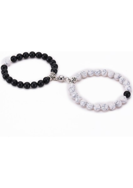 No.17 Boyutu 2021 Yeni Moda Doğal Beyaz Halit Taşı Boncuk Bilezikler Manyetik Kalp Şekilli Çift Bilezik Mesafe Taş Bileziği Takı Hediye (Yurt Dışından)