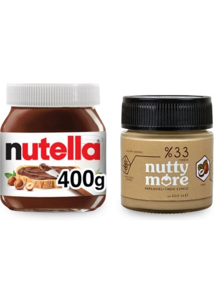 400 gr & Nutty More %33 Fındık Parçacıklı Fındık Ezmesi 200 gr