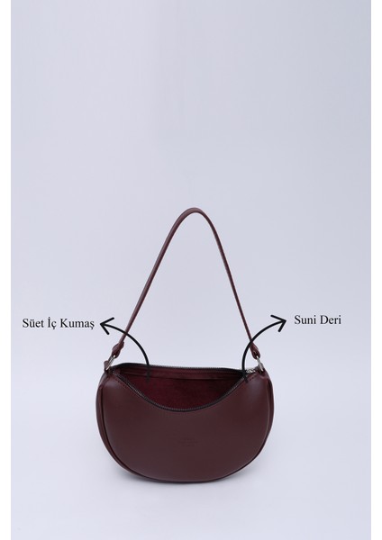 Bordo SHK26 Tek Bölmeli Suni Deri El ve Omuz Çantası U:12 E:26 G:6 cm