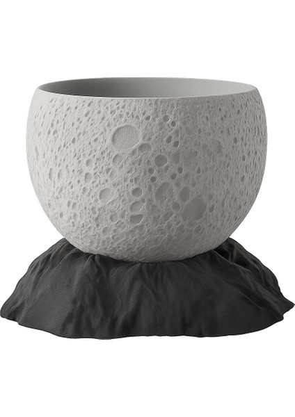 Ay Yüzeyi Desenli Saksı - 3D Baskı Dekoratif Tasarım