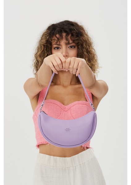Lila SHK26 Tek Bölmeli Suni Deri El ve Omuz Çantası U:12 E:26 G:6 cm