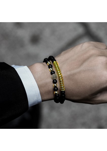 No.6 Boyutu 2 Parça Taç Erkek Bilezik Set Moda Altın Renk El Yapımı Yeni Strand Taş Boncuk Bilezik Erkek Takıları Için Pulsera Hombre (Yurt Dışından) fırsatları