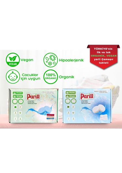 Beyazlar ve Renkliler Için Çamaşır Tableti – Organik & Vegan 2'li Paket