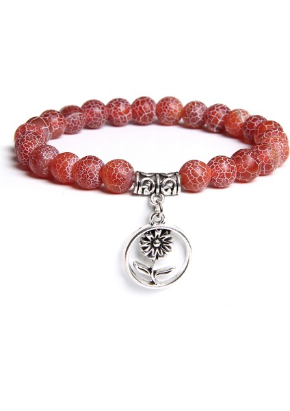 19CM Tarzı Yıpranmış Akik El Yapımı Doğal Taş Lotus Ohm Buddha Boncuk Bilezik Pembe Zebra Taşı Lotus Kolye Bilezik Kadınlar ve Erkekler Için Yoga Takı Hediyesi (Yurt Dışından)