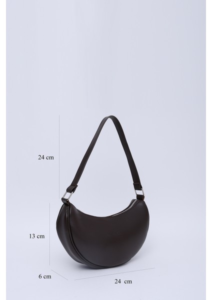 Kahve Rengi SHK26 Tek Bölmeli Suni Deri El ve Omuz Çantası U:12 E:26 G:6 cm