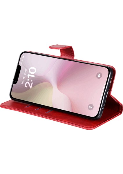 iPhone SE(2024)CÜZDAN Kılıfı Fermuarlı Cep Deri Telefon Kılıfı -Kırmızı (Yurt Dışından)