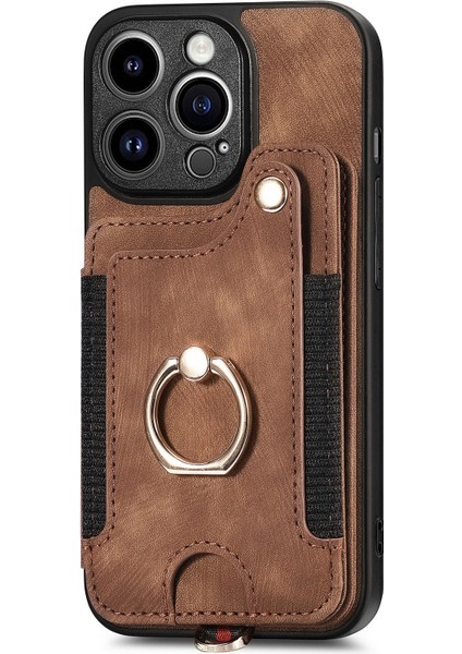 iPhone 14 Pro Cep Telefonu Kılıfları Için Vintage Kart Yuvaları Kickstand Rfıd Engelleme Kabuk-Kahverengi (Yurt Dışından) fırsatları