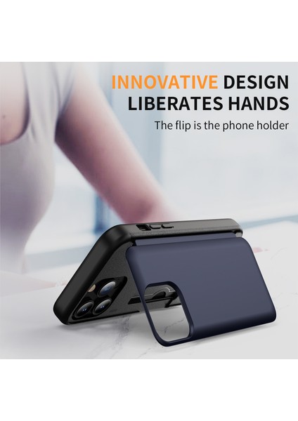iPhone 15 Pro Için Kılıf Tpu+Pc Telefon Kabuğu, Kart Yuvası ve Flip Kickstand-Safir (Yurt Dışından) modelleri
