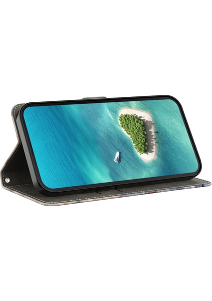 iPhone 13 Pro Kılıf Standı Pu Deri Desen Baskı Telefon Kapağı-Aşk Kalp (Yurt Dışından)