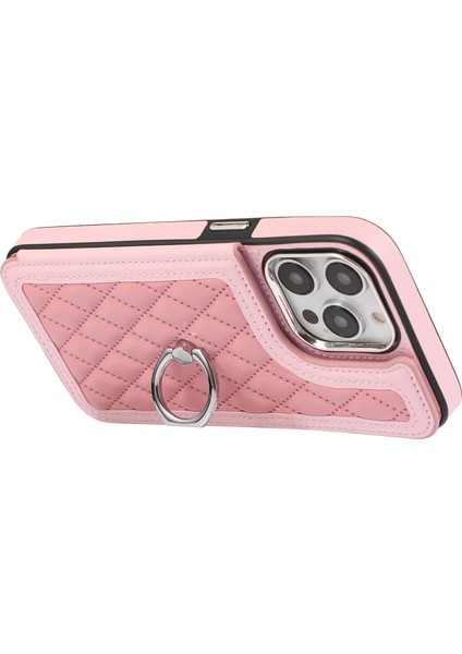 iPhone 13 Pro Için Kılıf Rfıd Engelleme Kart Yuvaları Omuz Askılı Halka Kickstand Kapağı-Pembe (Yurt Dışından) fiyatları